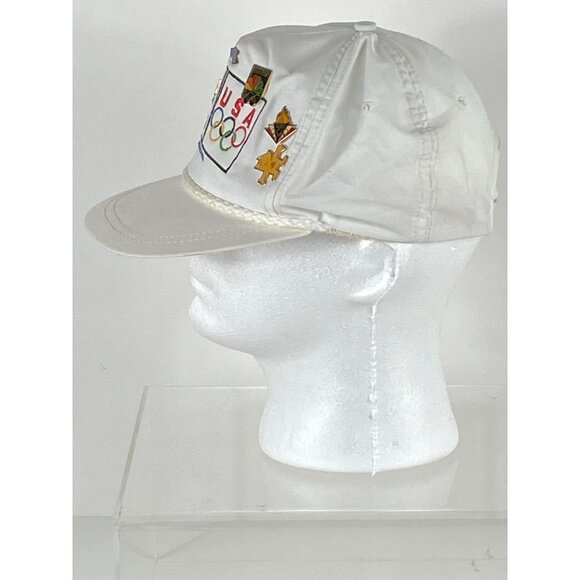 VTG 1992 USA Olympics AT&T Embroidered Strapback Hat Cap with Pins White OS F231 - Picture 3 of 8